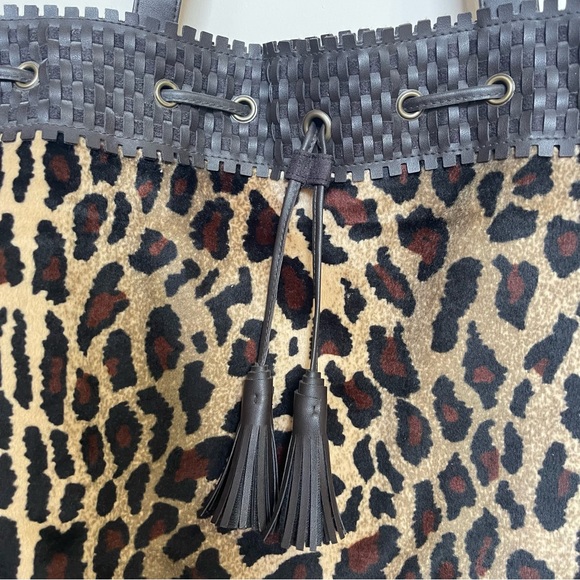 LANCOME Leopard Animal Print Shoulder Bag Tote Bag Drawstring/Snap Closu… - Picture 10 of 10